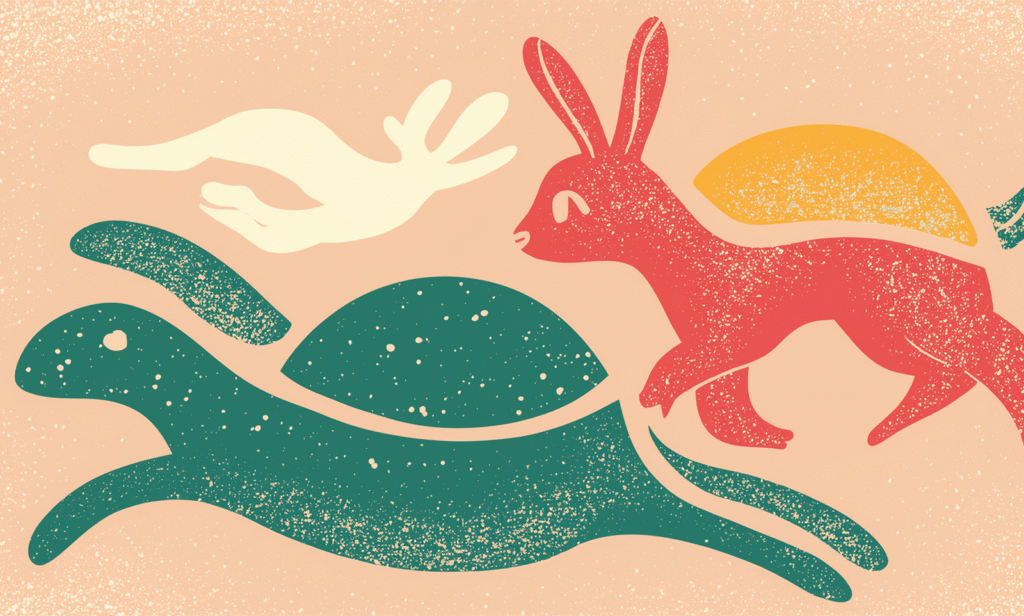 Illustration of a tortoise and a hare